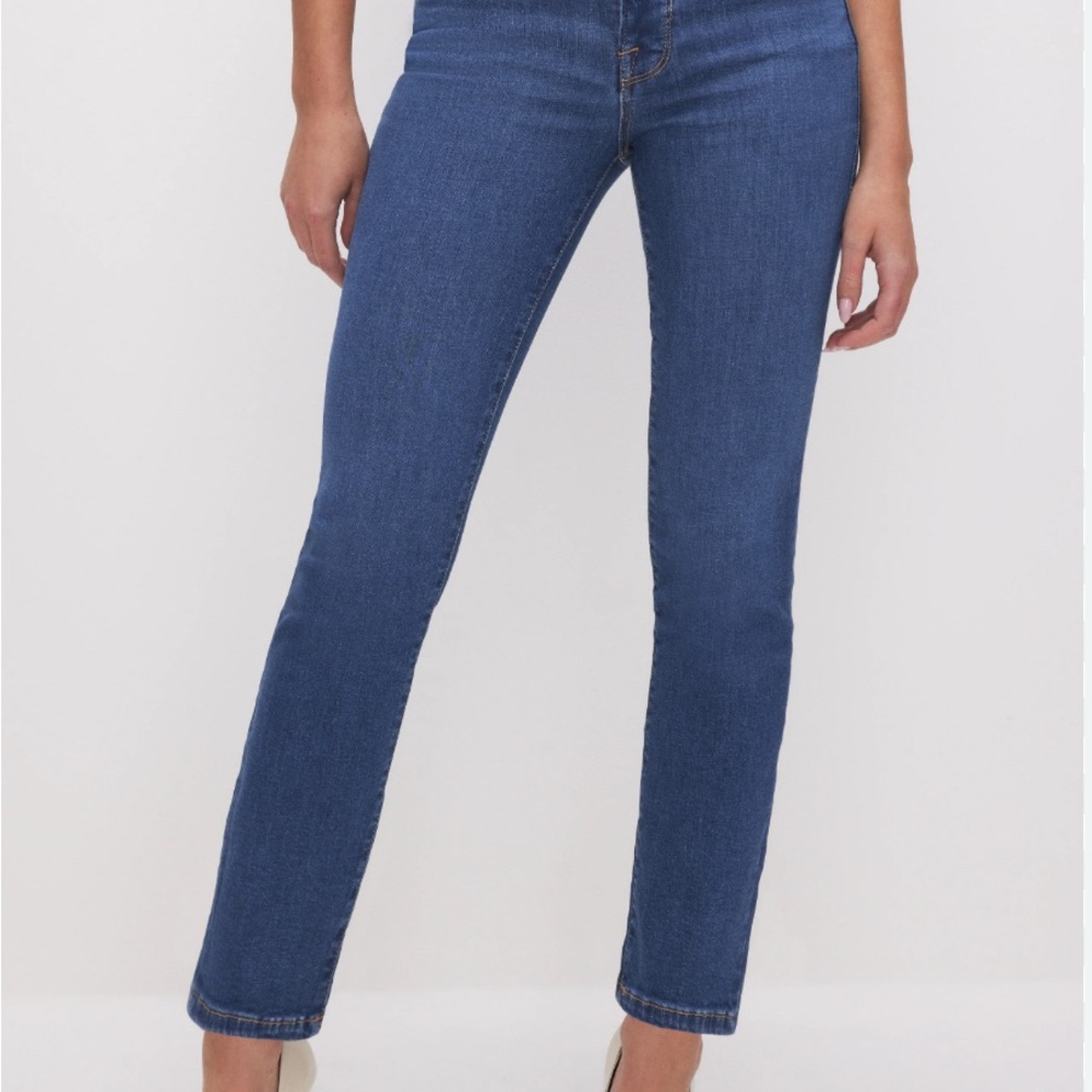 Good American Dark Blue Straight Leg Jeans